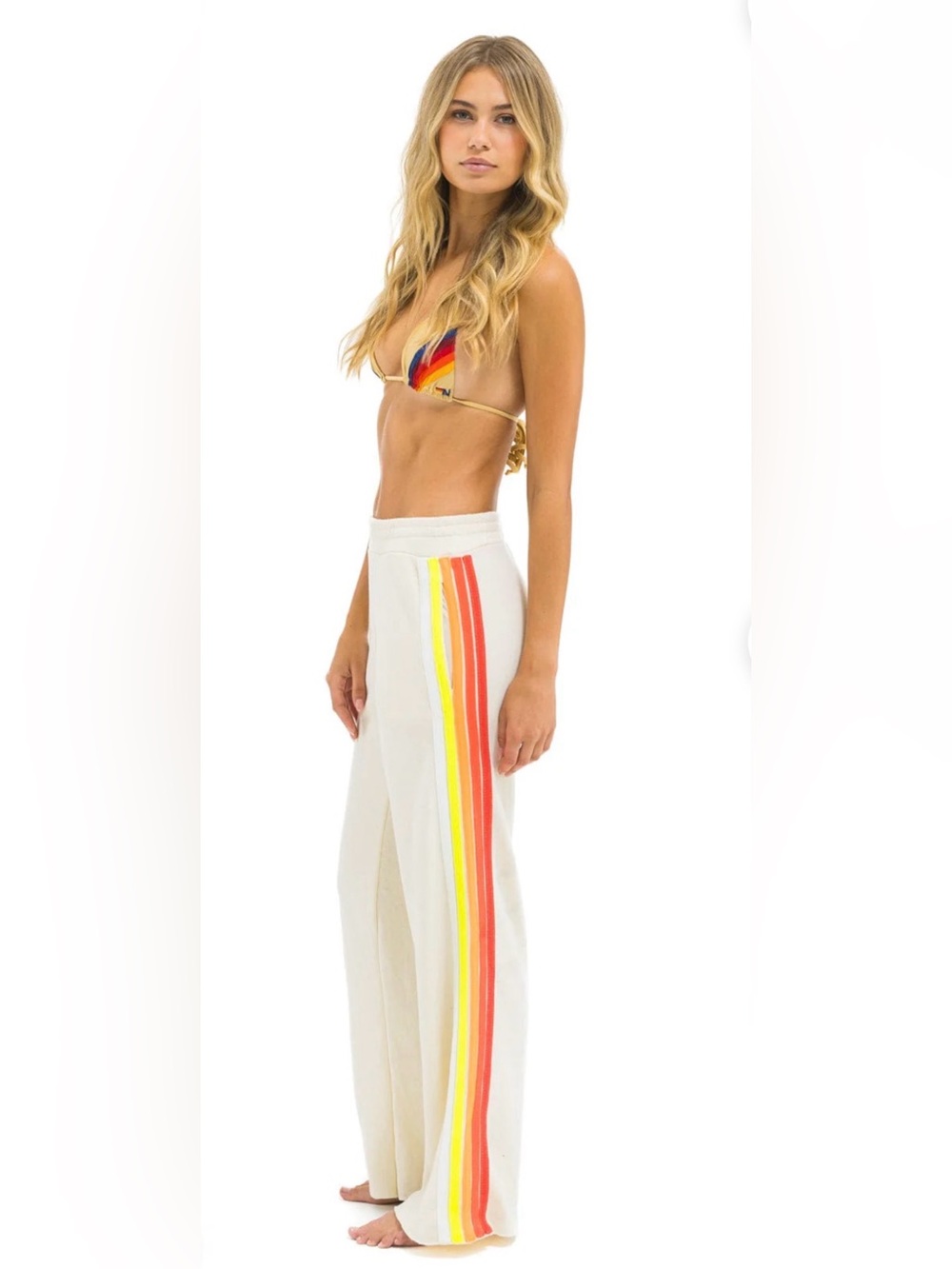 AVIATOR NATION 5 STRIPE WIDE LEG POCKET SWEATPANTS